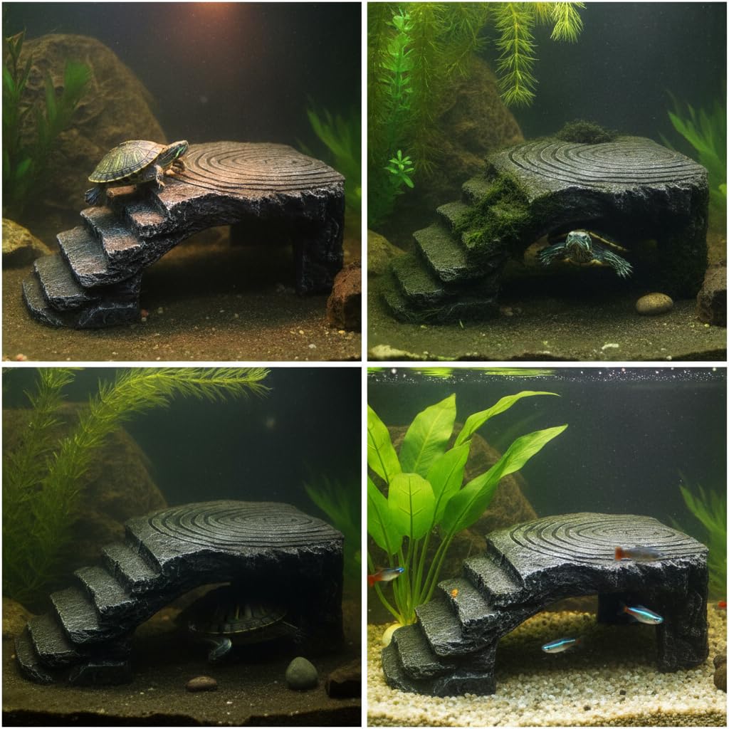 Décor d’Aquarium à, Résine, Grande Plateforme Triangulaire