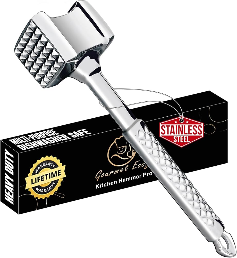 Stainless Steel Meat Tenderizer Mallet with Non-Slip Grip