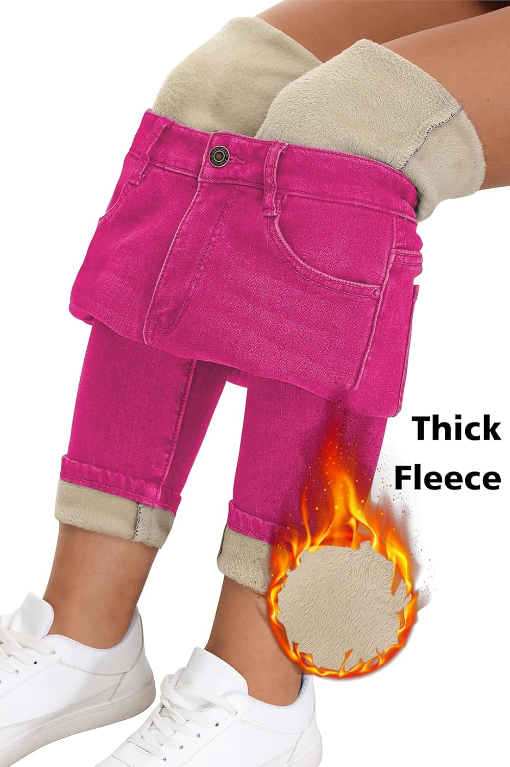 Women's Fleece Lined Jeans Skinny High Waisted Winter Thick Fleece Warm Stretch Fleece Lining Women Jeans Pants - Image 3