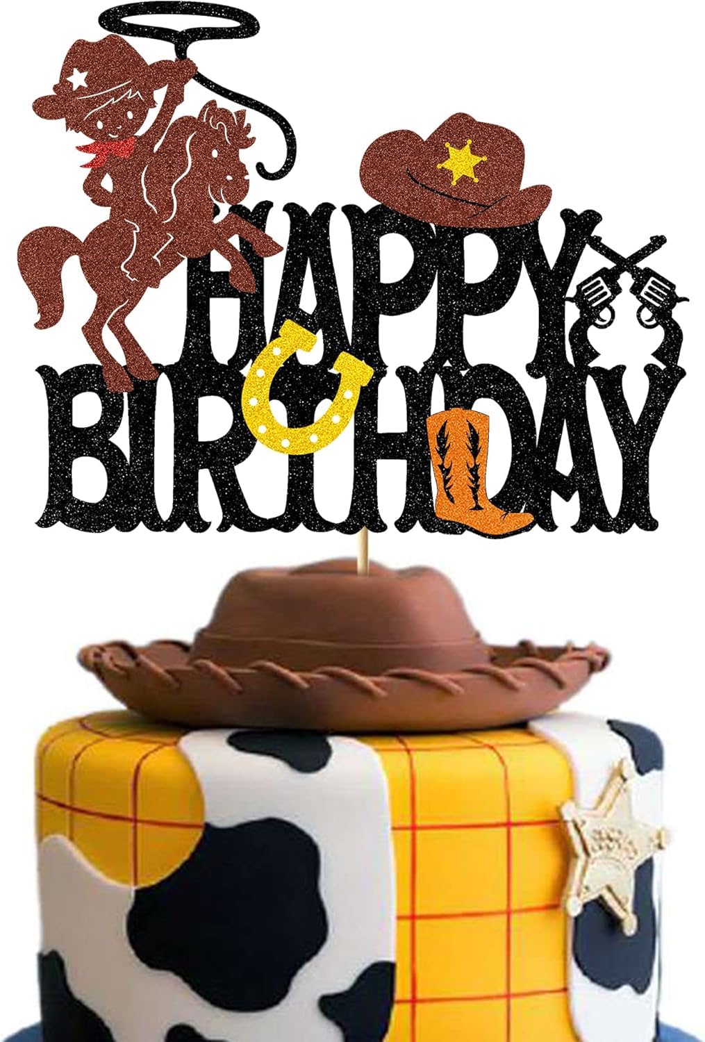ConfettiPlayful Kids' Cowboy Cake Topper - Eco-Friendly, Vibrant Wild West Adventure Decor for Child's Birthday Party