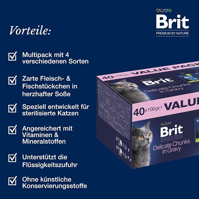 Foto 3 de 8 de Brit Paquete Ahorro de Comida húmeda Premium para Gatos, Pollo, Cordero, hígado y salmón en Salsa