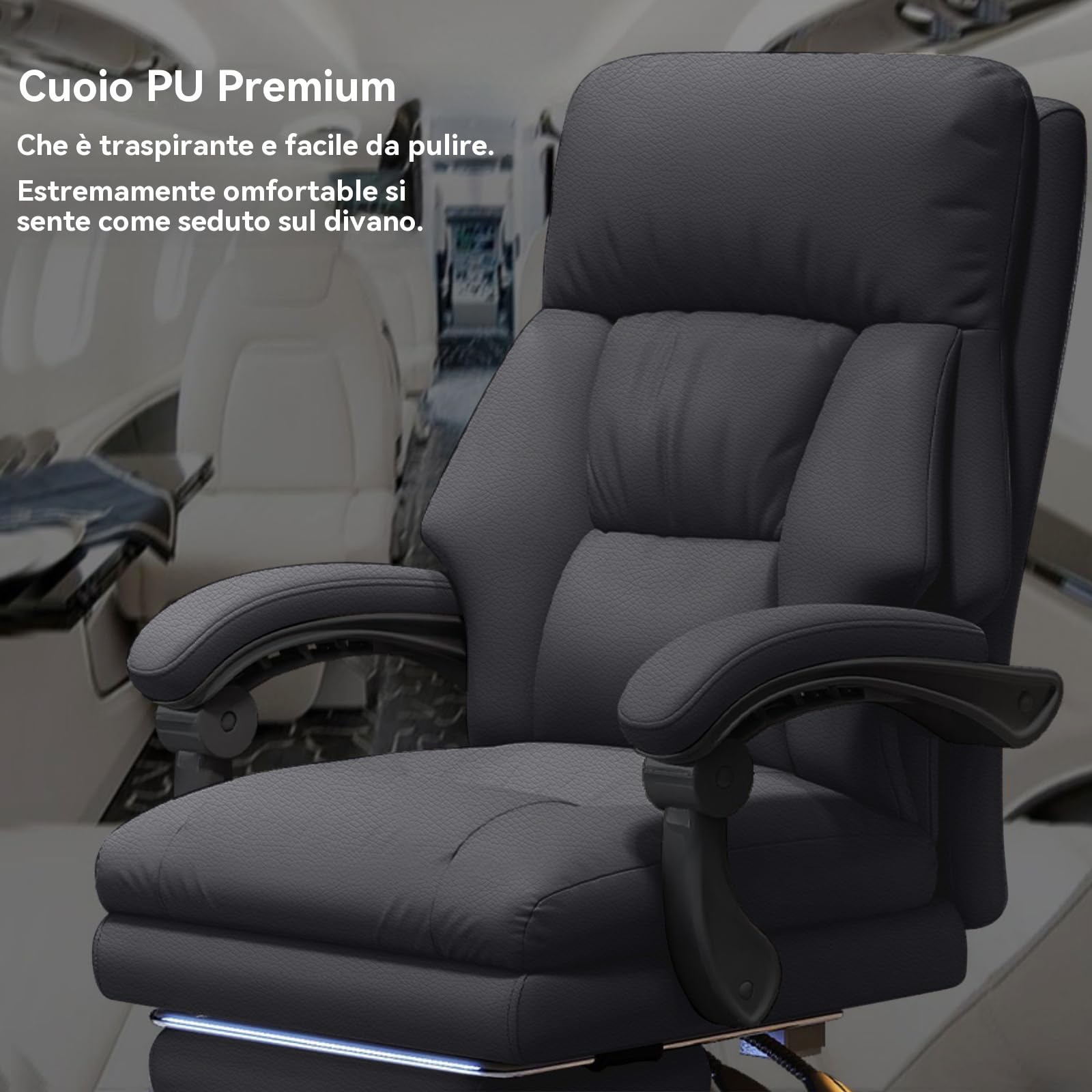 Sedia da ufficio con poggiapiedi Sedia da ufficio direzionale con rotelle Sedia da gioco per computer con schienale alto Sedia da ufficio ergonomica con inclinazione regolabile