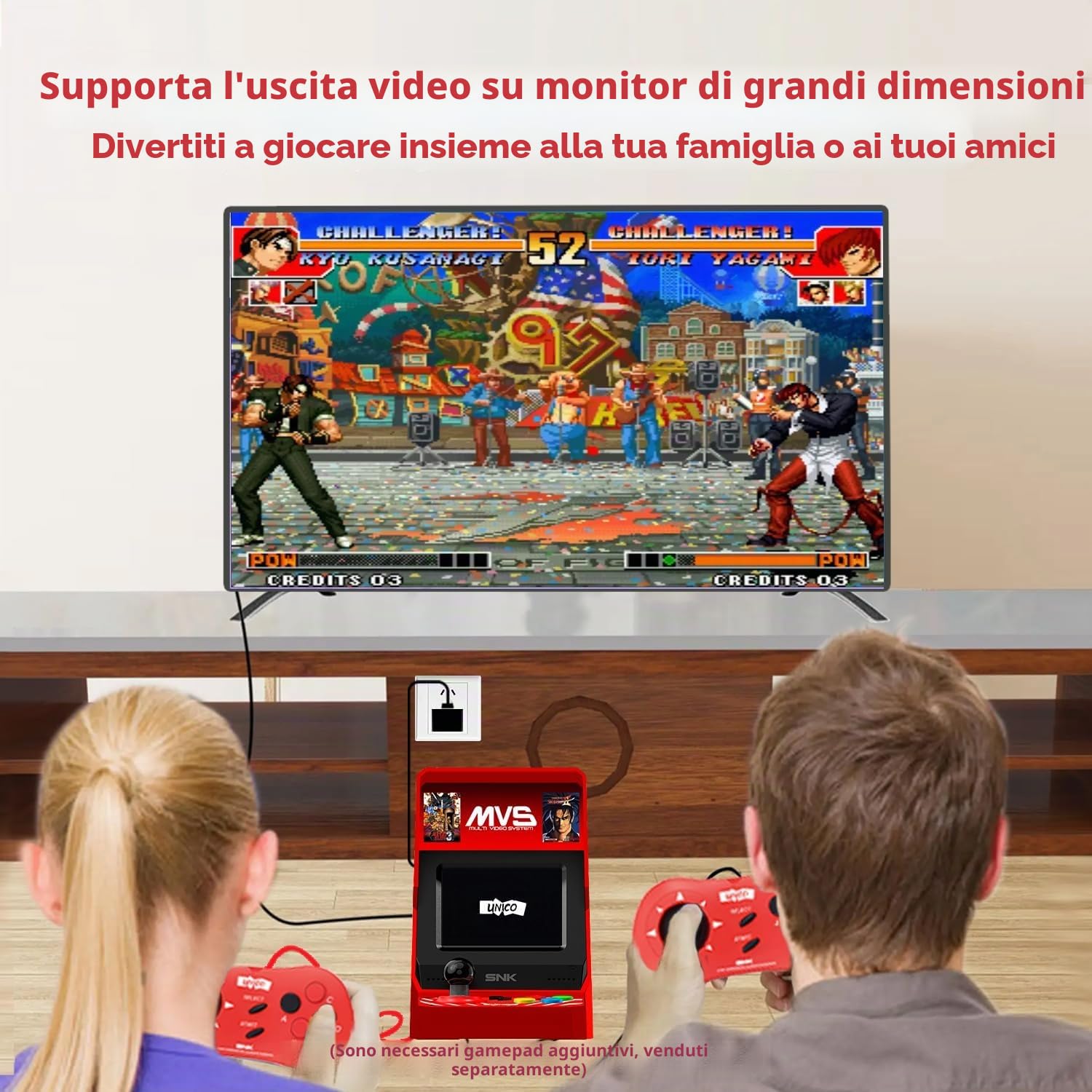 UNICO MVS Mini Arcade, 45 Gmeas Classici con Licenza SNK, Tra cui The King of Fighters, Metal SLUG ecc., Supporta Uscita HDMI per Schermo Grande / 2 Porte per Gamepad / Regali per Adulti e Bambini