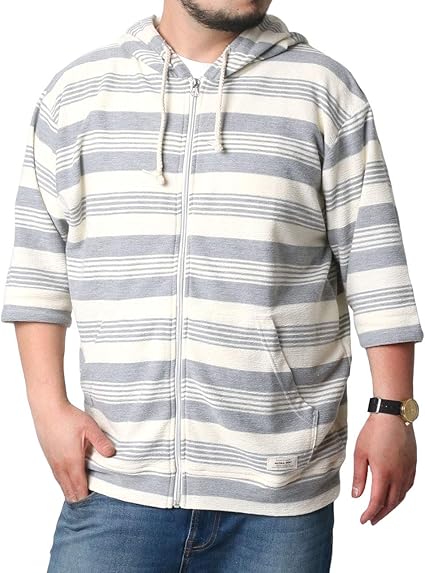 Amazon Co Jp ナチュラルストーリー 大きいサイズ メンズ パーカー 5分袖 ホワイト Ll ファッション