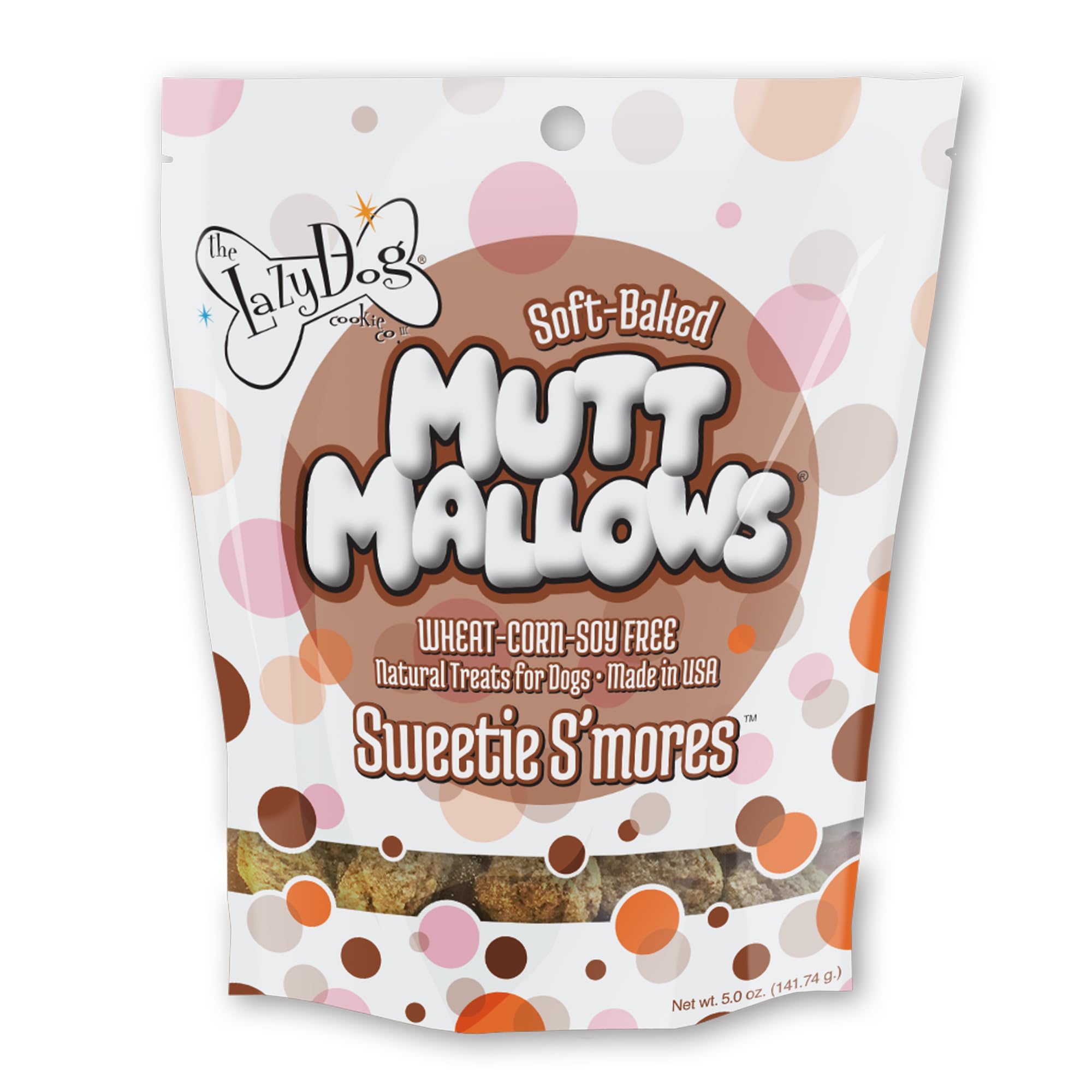 Lazy Dog Cookie Co. Mutt Mallows® Sweetie S'mores 141g – Soft-Baked Natural Dog Treats with Rolled Oats & Honey – Only 24 Calories Per Treat – Wheat, Corn & Soy Free – Made in the USA — image 1