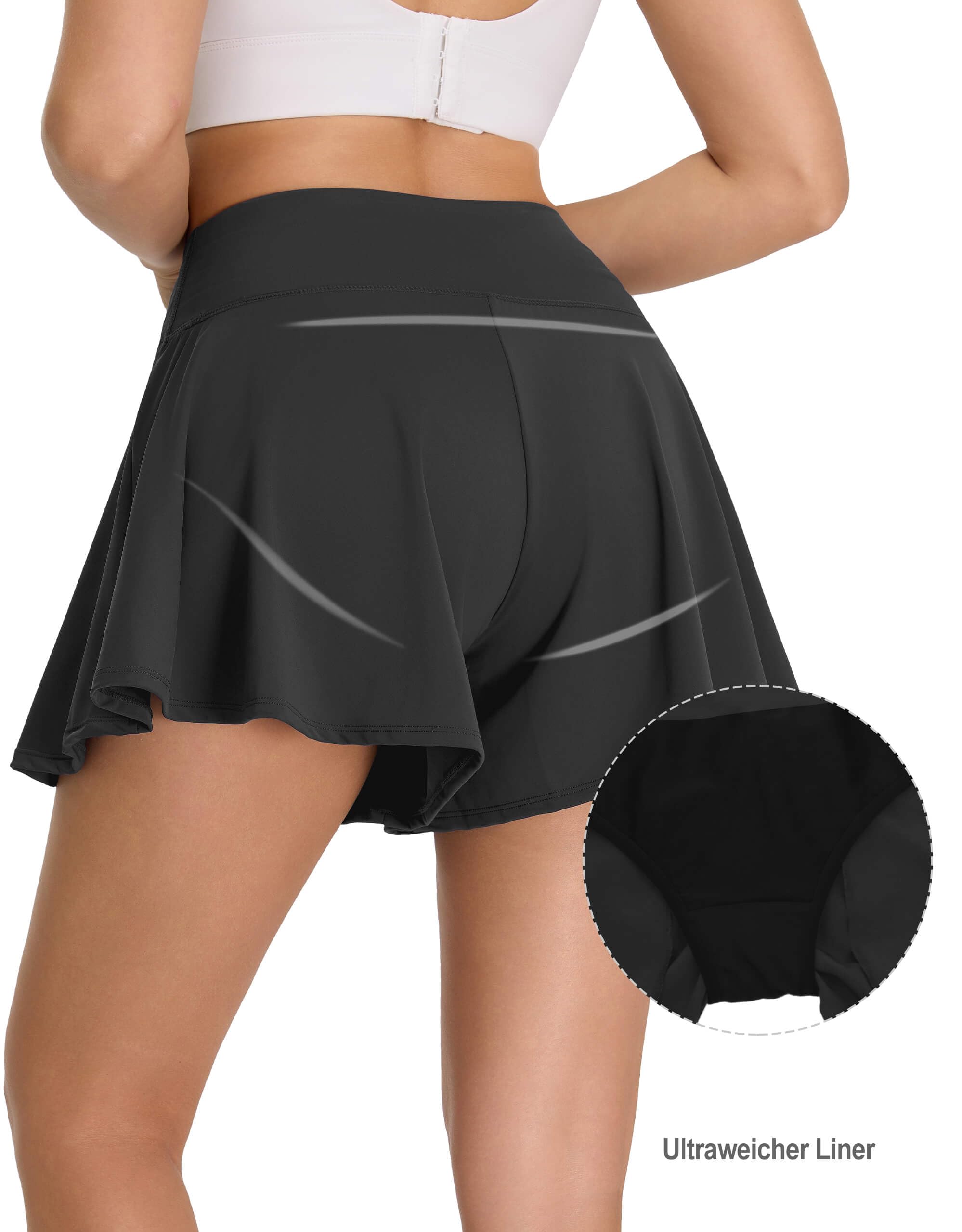 Bañador para mujer con falda acampanada, cintura alta, protección UV UPF 50+, bañador de secado rápido, resistente al cloro, con bolsillos y forro interior corto