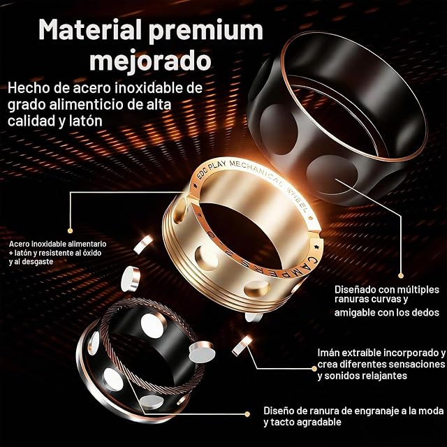 Foto 4 de 7 de 7JI Anillo Antiestrés Fidget Slider, Deslizador Metálico con imán
