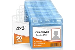 4x3 Protective ID Name Badge Holder - 50 Pack