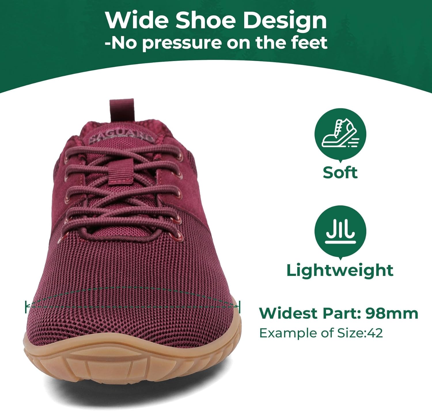 SAGUARO Wish Unisex Barefoot Shoes - Forest Outdoor Wide Toe Barefoot Shoes with Zero-Drop Sole Size 36-48 - Image 2