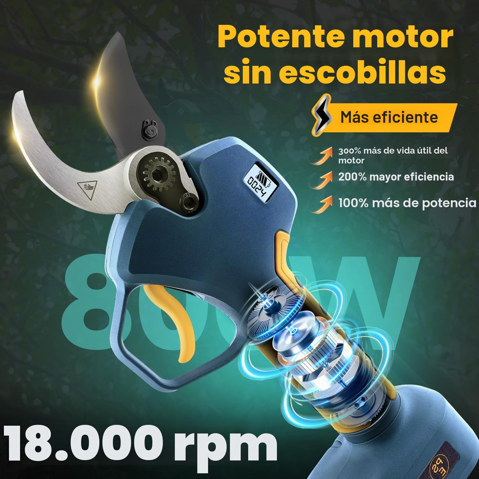 Tijera de Poda Eléctrica 40mm Compatible con Makita 18V | Solo Herramienta Sin Batería Ni Cargador, Motor Sin Escobillas, Hojas SK5 Para Poda De Árboles Y Jardines