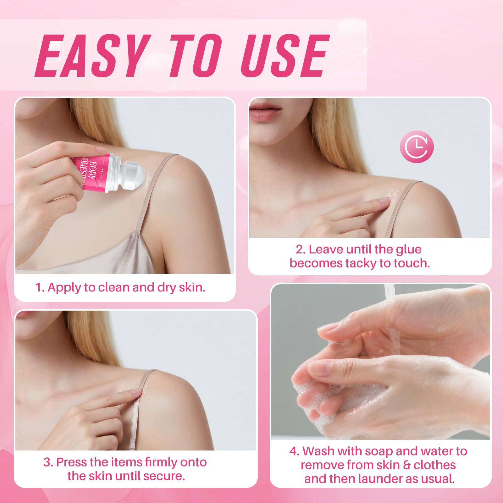 Body Adhesive Roll On for Dancers, 2 oz Sweat Resistant, Water Wash Off - Strong Fashion Glue for Dancers, Socks, Leotards, Wigs, Costumes, Residue Free & Non-Toxic，1 Pcs — view 6