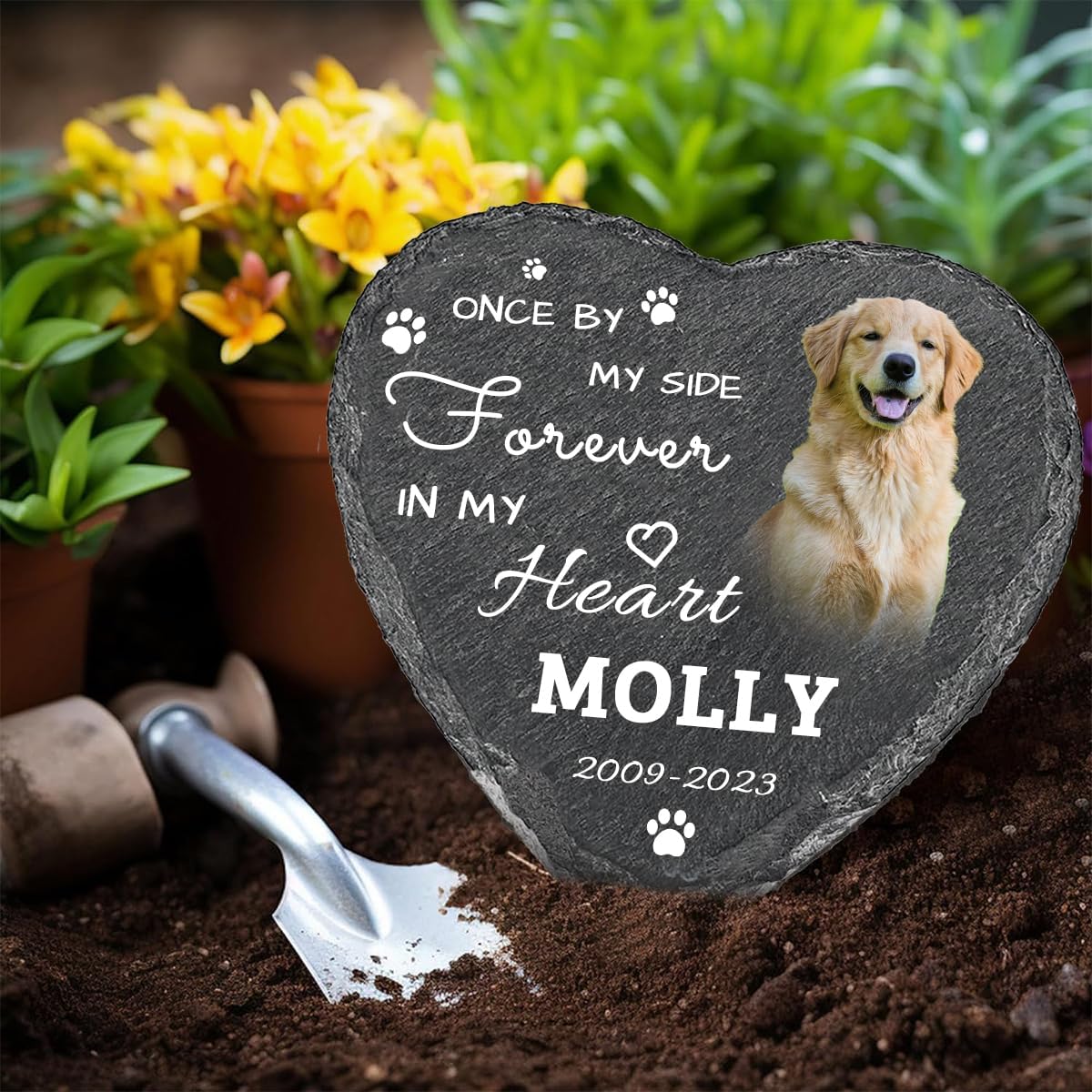 Personalized Pet Memorial Stone for Dogs 8"*8",Custom Heart Memorial Gifts for Loss of Dog Cat,Customized Garden Stone Grave Markers Headstone for Dog Cat Lovers