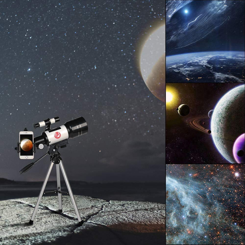 Teleskop dla dzieci astronomia początkujący dorośli, teleskop HD 70 mm do astronomii, zakres startowy ze statywem, adapter do telefonu, celownik good