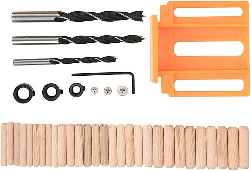 Miniatura 10 de Guía de taladro para clavija de madera, 6, 8, 0.394 in, kit de plantilla de clavija de mano, bolsillo autocentrado, agujero recto, sierra