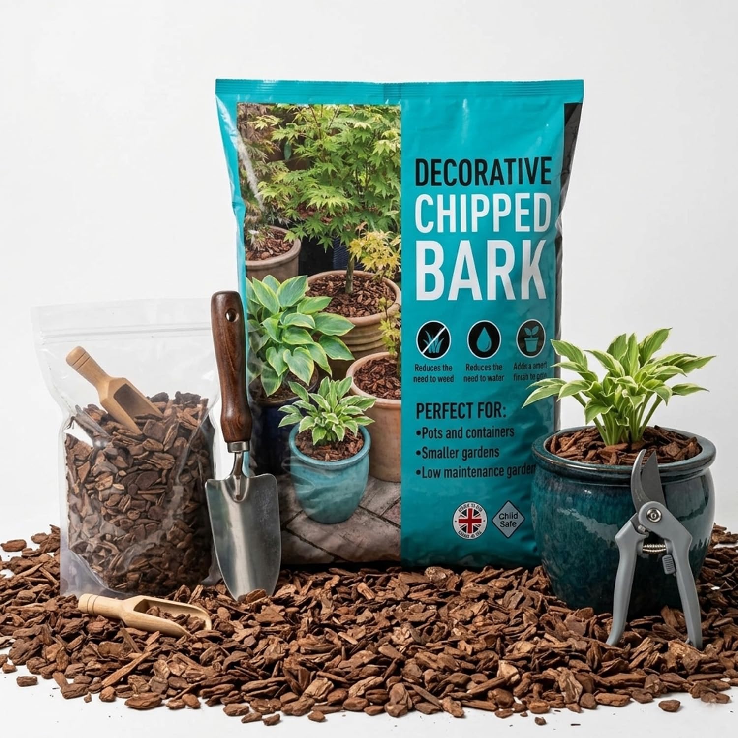 40L Decorative Chipped Bark Ideal For Pots, Containers, Garden Borders & Landscaping (1 x 40 Litre Bag)