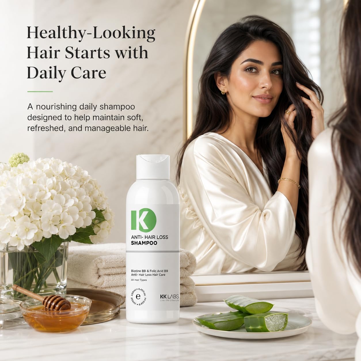 KK Labs Anti Hair Loss Shampoo 250ml - Strengthening Daily Shampoo for Thinning-Prone Hair, Cleanses Scalp and Leaves Hair Looking Fuller, Thicker and Healthier for Men and Women
