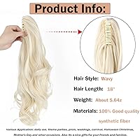 Vista 2 de Extensión de Cola de Caballo con Clip de Garra de 18" Extensiones de Cabello Ondulado con Clip Colas de Caballo Largas para Mujeres Extensiones