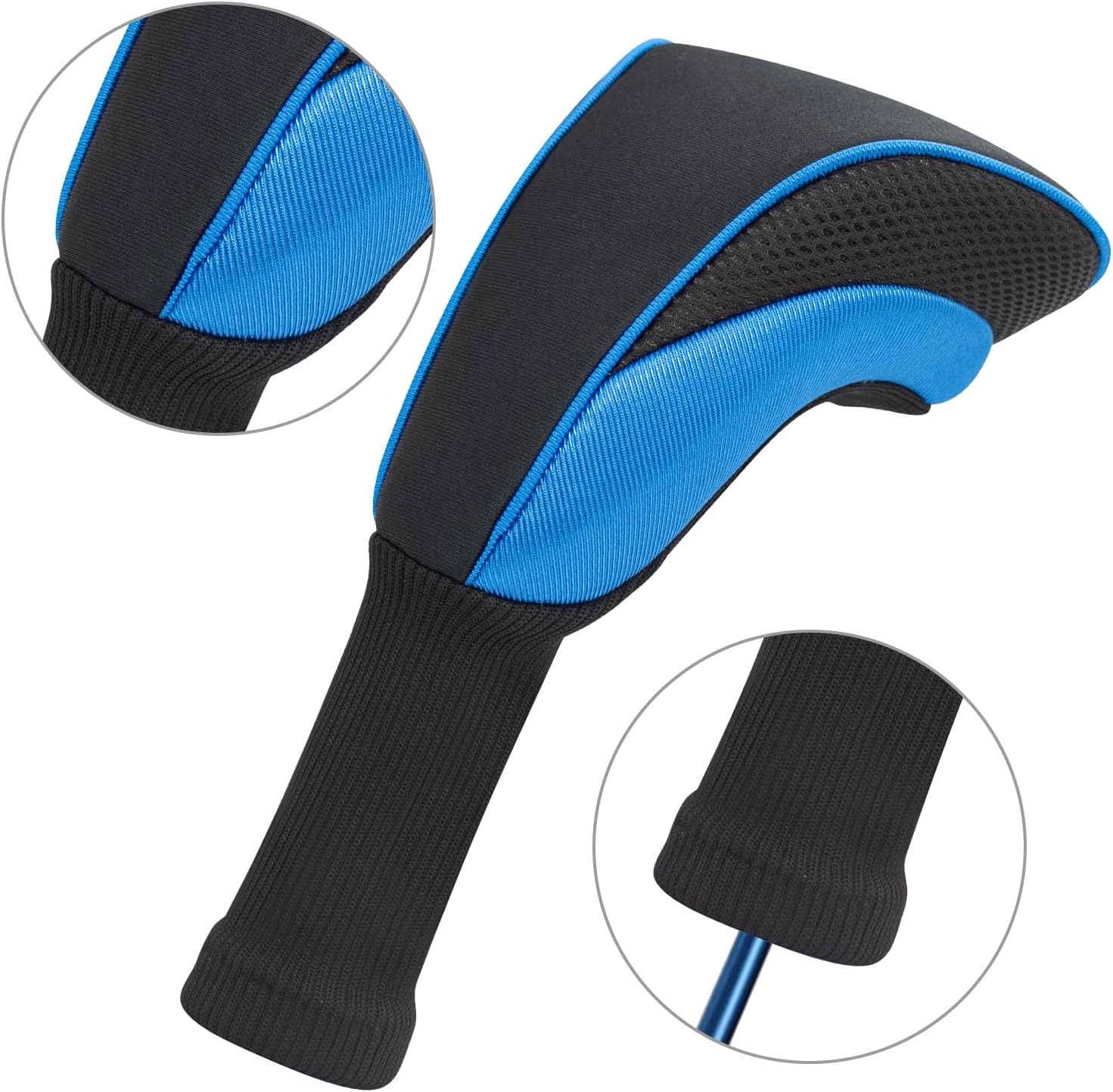 Golf Club Head Covers for Woods 3/4/5/6 Pieces Long Neck Mesh Sports Golf Club Headcovers Set with Interchangeable No. Tags 3 4 5 6 7 X Golf Accessories for Men Women