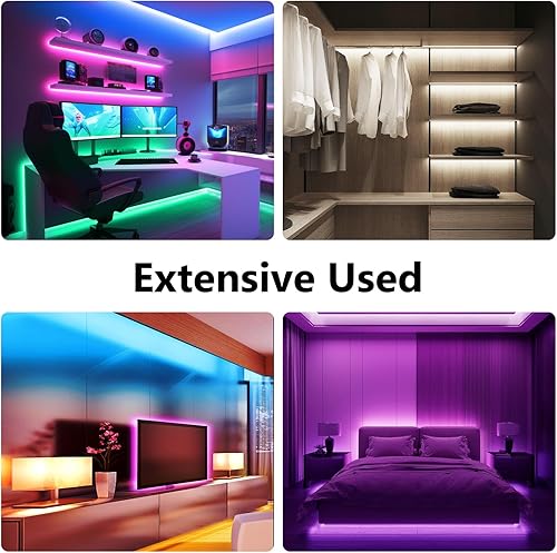 Miniatura 6 de phopollo COB - Tira de luces LED, multicolor, 576 LEDsm de alta densidad, flexible, 24 V, con control de RF y aplicación, luces LED para dormitorio,