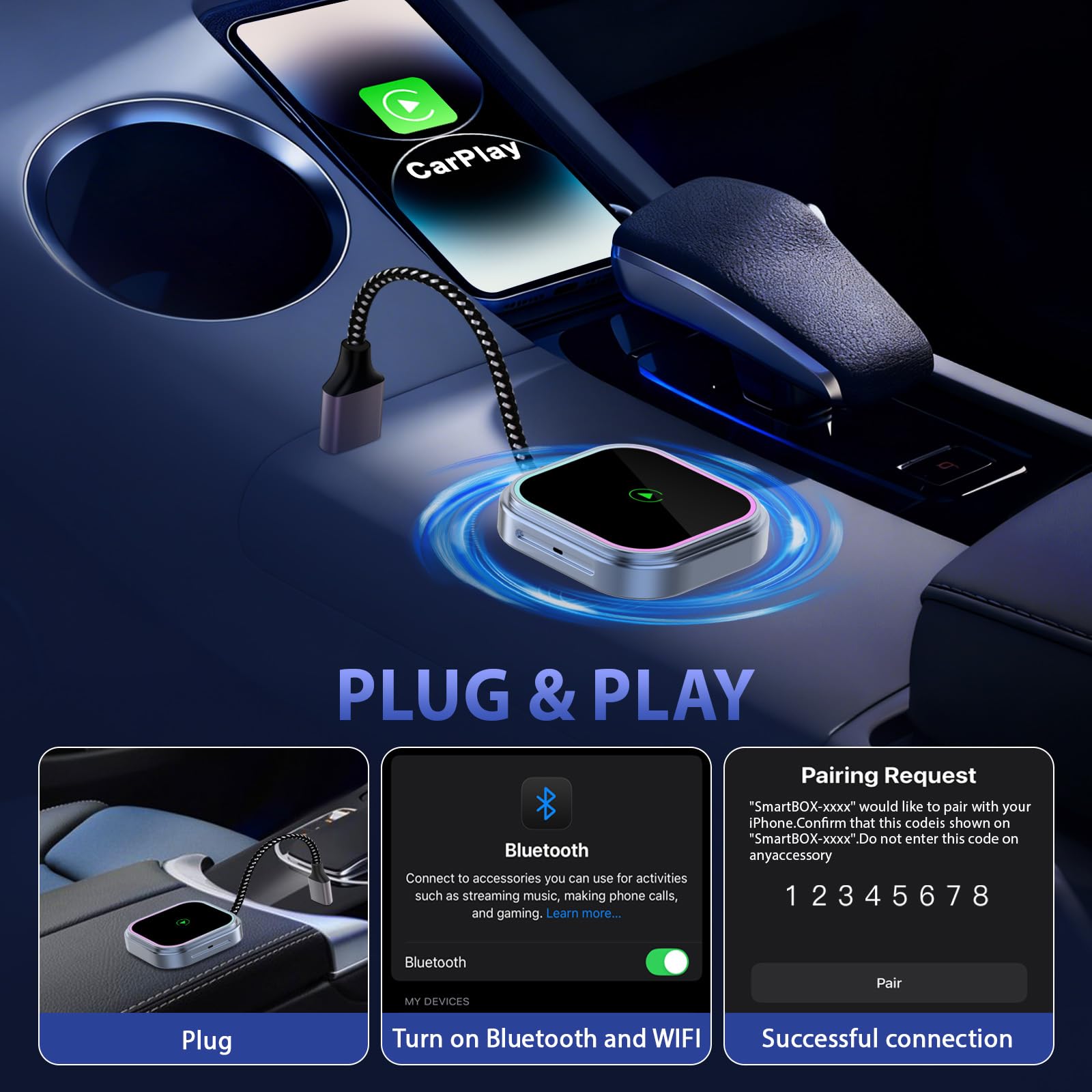 OTTOCAST Mini Draadloze CarPlay Android Auto Adapter Plug And Play 5.0 WiFi Snelle Verbinding USB Dongle Voor VW Audi Benz 99% van de Auto's  34