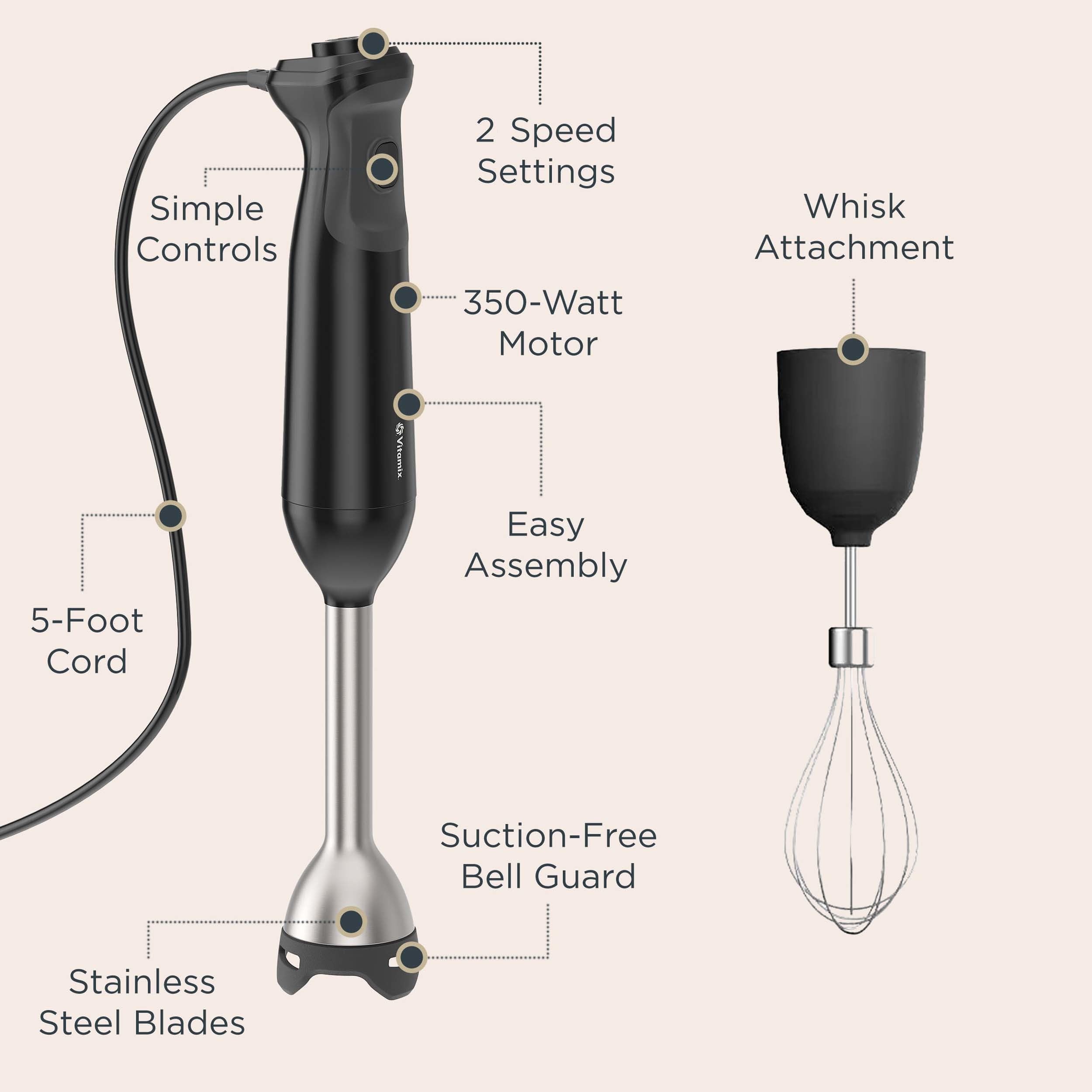 Vitamix 2-Speed Immersion Blender + Whisk Attachment, Professional