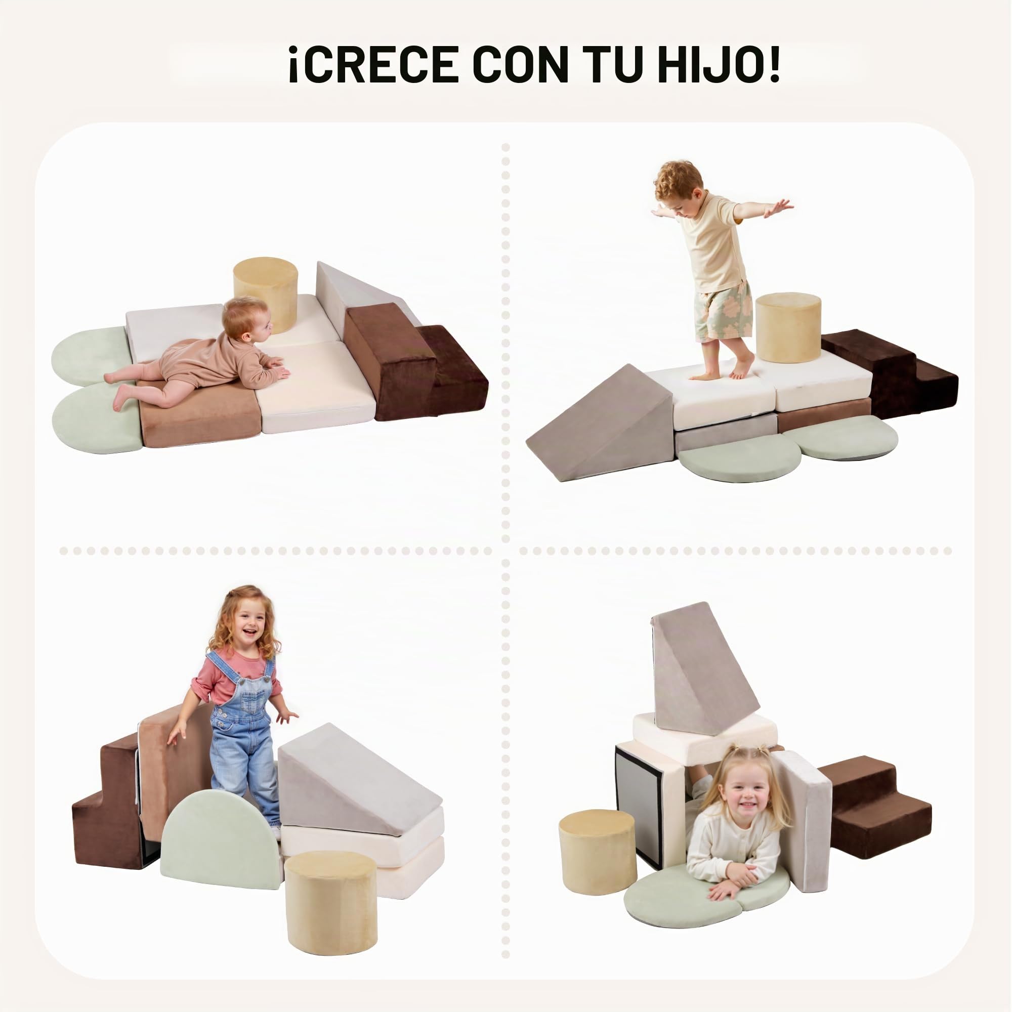BanaSuper Bloques de Espuma para Escalada Bebés, Gimnasio para Bebé con Colchoneta, Juego Motricidad, Escalador Blando y Bloques Psicomotricidad, Certificado EN71 Juguete Montessori Interior