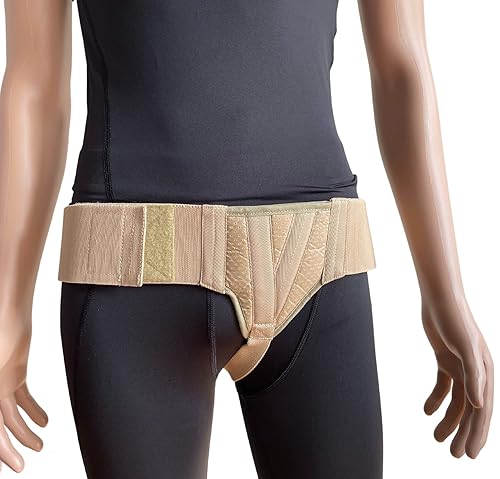 Cinturón de ingle para hernia inguinal del lado izquierdo con almohadilla de compresión Beige (XL 44-48)