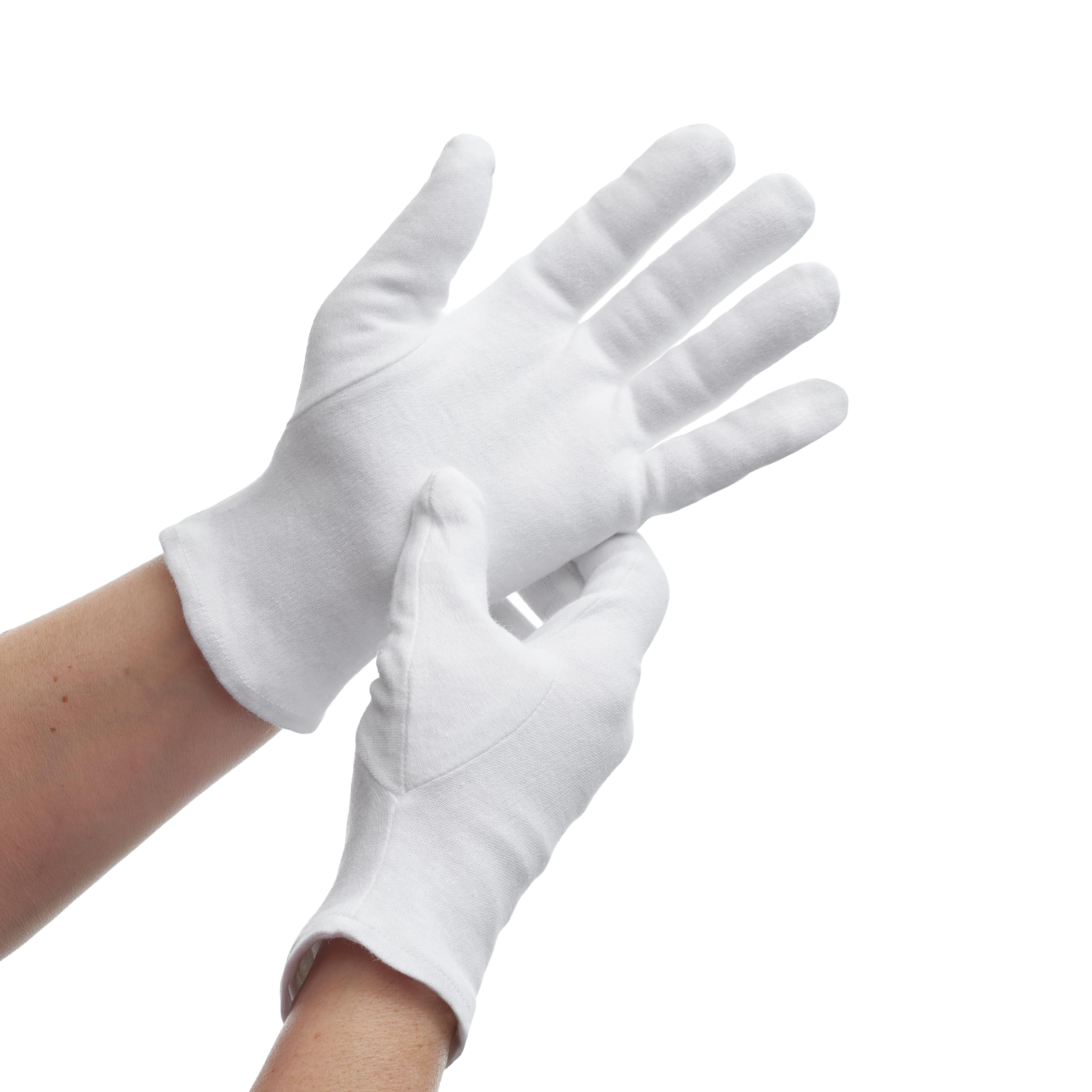 DarBene Baumwollhandschuhe Soft 24 Paar-L, Dermatest: Sehr Gut, 100% Baumwolle, Trikothandschuhe, Stoffhandschuhe für Handmasken, perfekte Passform, weiß