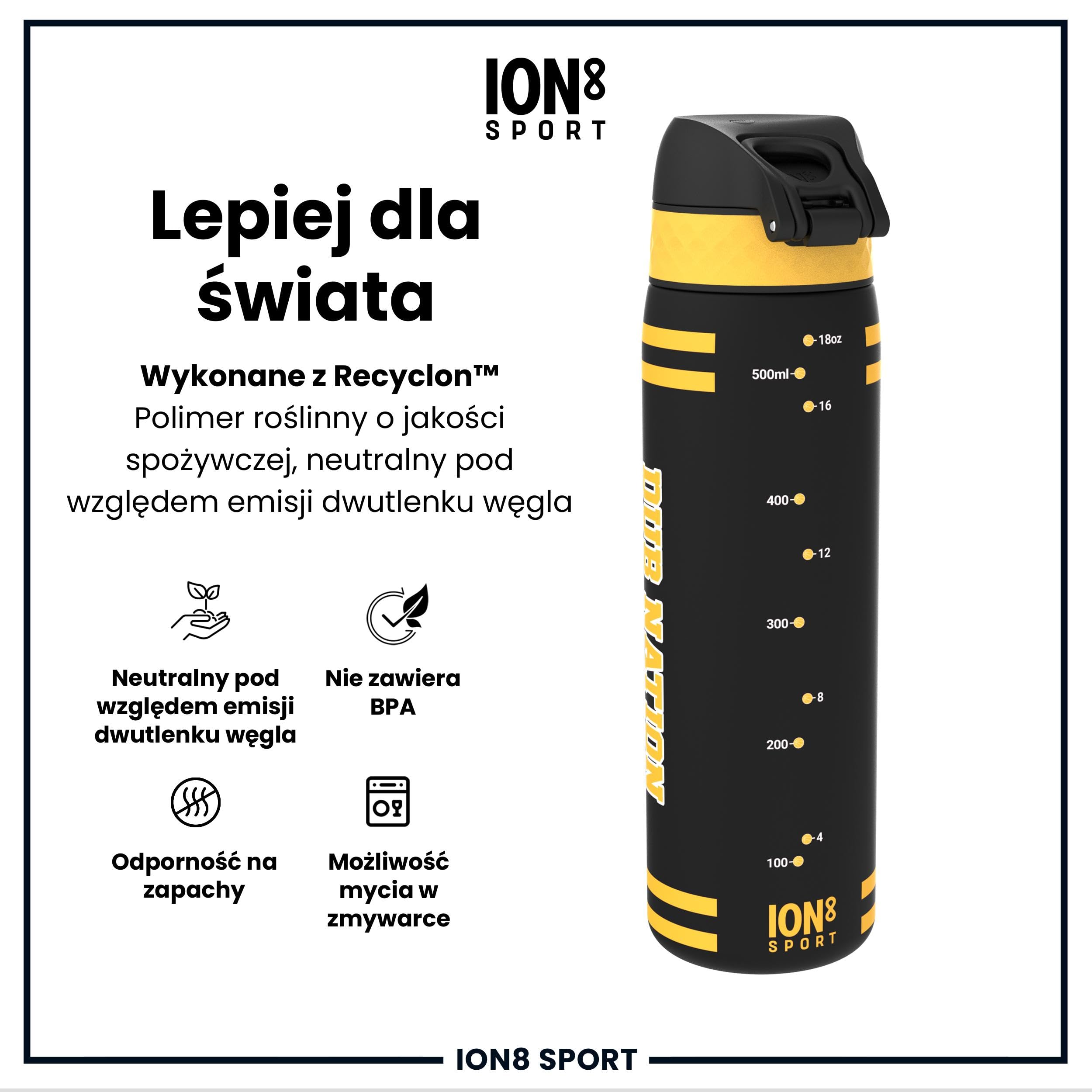 NBA Golden State Warriors Butelka na Wodę, 500 ml/18 oz, Szczelna, Łatwe Otwieranie, Bezpieczny Zamek, Można Myć w Zmywarce, Bez BPA, Higieniczne Pokrycie, Uchwyt do Przenoszenia, Łatwa Czyszczenie
