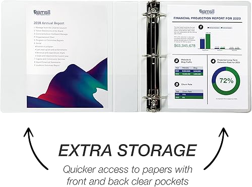 Vista 48 de Samsill Carpeta duradera de 1.5 pulgadas, fabricada en los Estados Unidos, carpeta de anillos en D, carpeta transparente personalizable, surtido