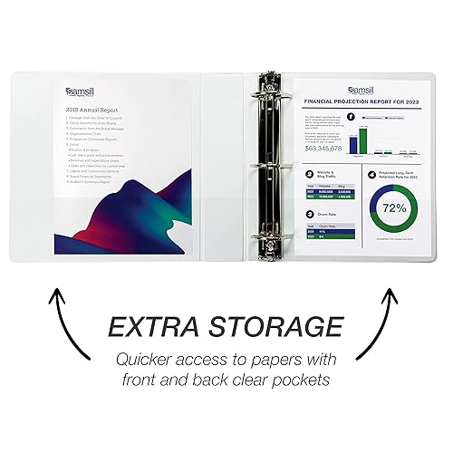 Vista 367 de Samsill Carpeta duradera de 1.5 pulgadas, fabricada en los Estados Unidos, carpeta de anillos en D, carpeta transparente personalizable, color Negro