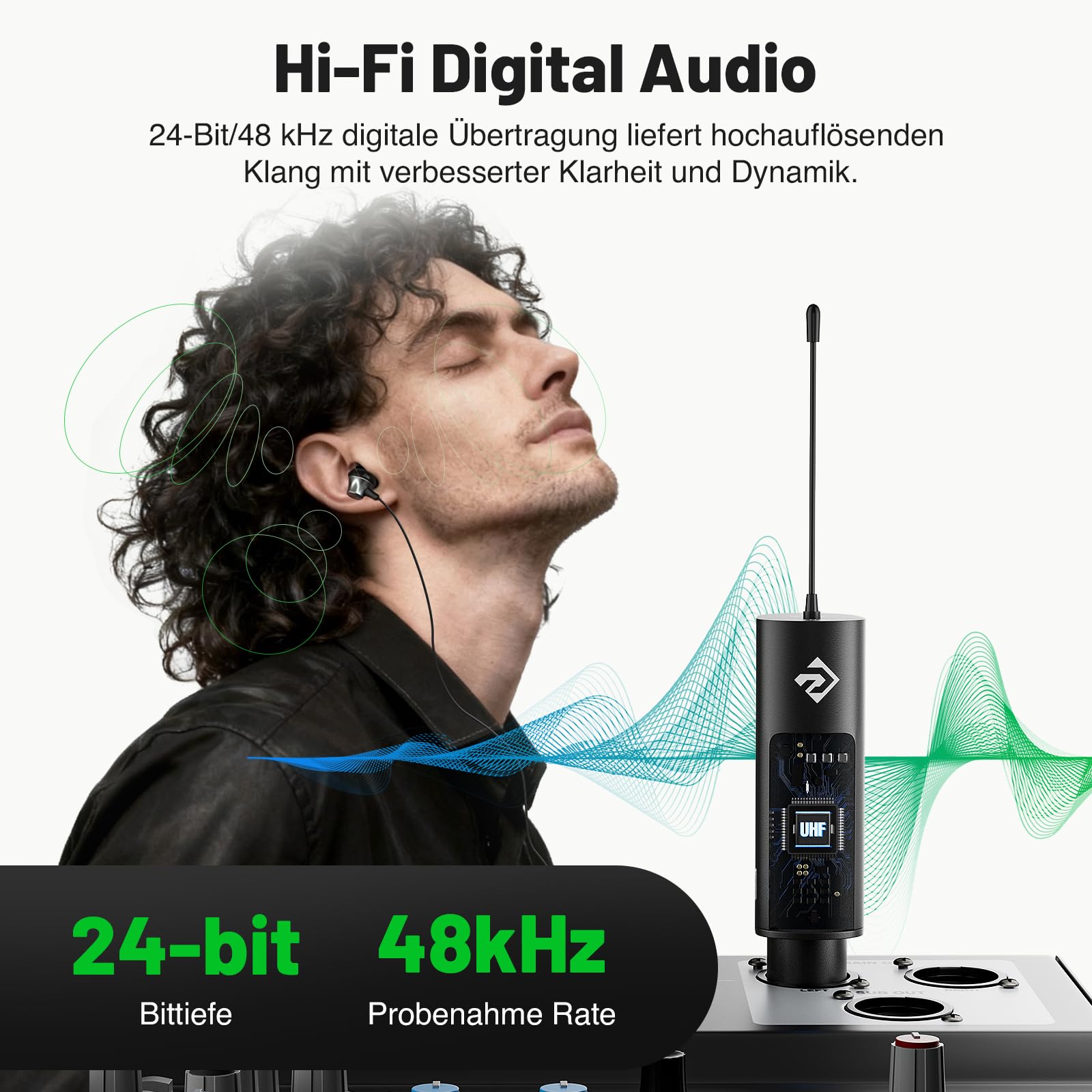 Phenyx Pro PDP-M UHF Stereo Funk-IEM-System mit Beltpack-Empfänger | 16 Frequenzen, 200 ft Reichweite, Sender & Beltpack-Empfänger, Kompaktes Design, Studio, Bands, Live-Auftritt