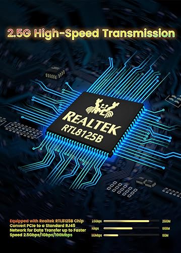 Miniatura 2 de NICGIGA Adaptador de red PCIe 2.5G Base-T, Realtek RTL8125B 2.5Gbps1Gbps100Mbps Tarjeta de red Gigabit PCI Express Convertir a Ethernet RJ45 puerto