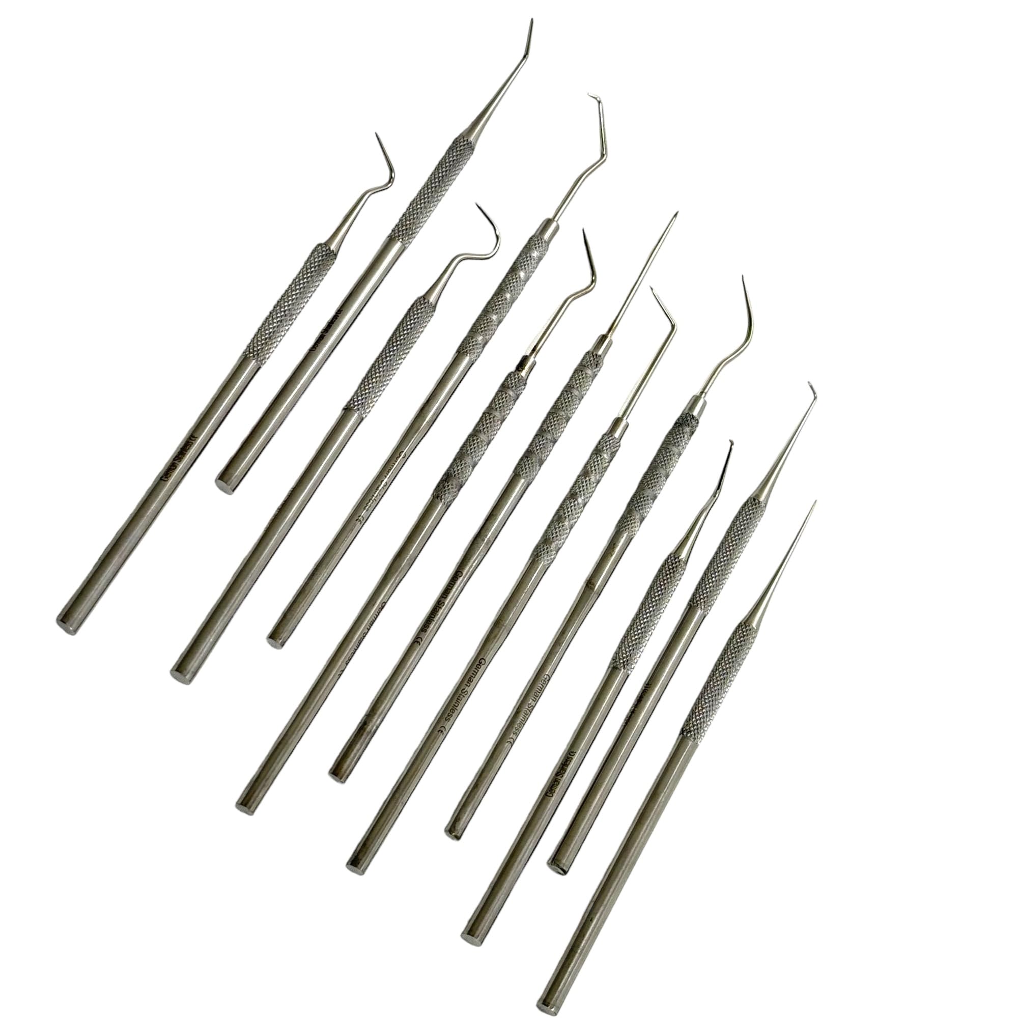 Precision Probe Set of 11 Pieces Dental Probe Picks Passivated with Textured Grips - German Stainless - Dental Instruments