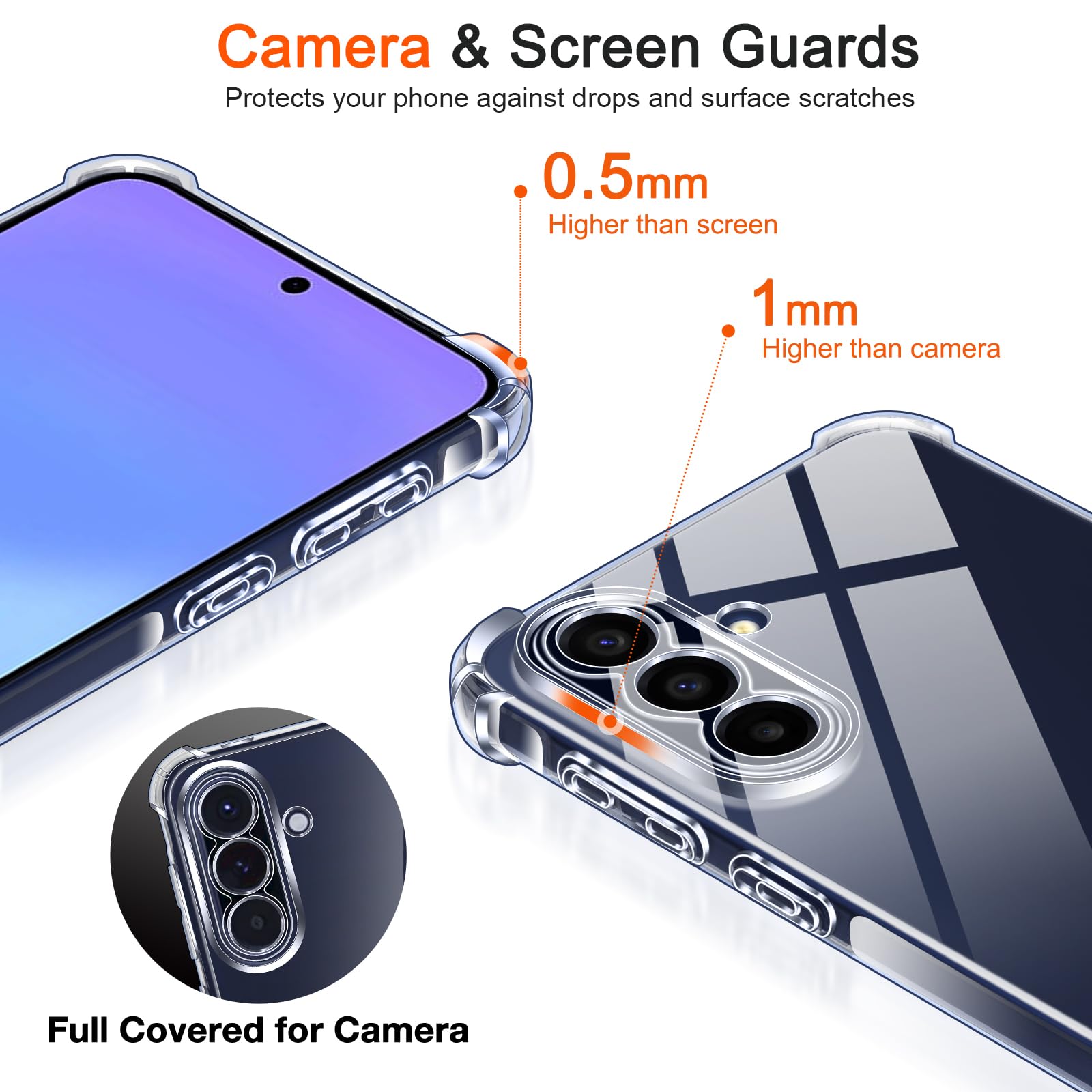 ivoler Etui do Samsung Galaxy A37 5G z 2 sztukami ze szkła hartowanego, odporne na wstrząsy przezroczyste etui ochronne z poduszką narożną zderzak, miękki TPU silikonowy pokrowiec ochronny