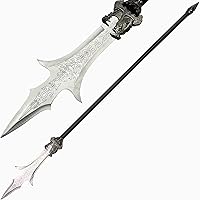 Vista 1 de Espada de tres puntas de dos hojas de acero inoxidable, accesorio decorativo de cosplay de película, decoración de adorno de 57.48 pulgadas