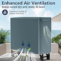 Vista 2 de Amagabeli - Cubierta de estante de leña de 4 pies, resistente a la intemperie, al aire libre, resistente, impermeable, 600D, tela Oxford