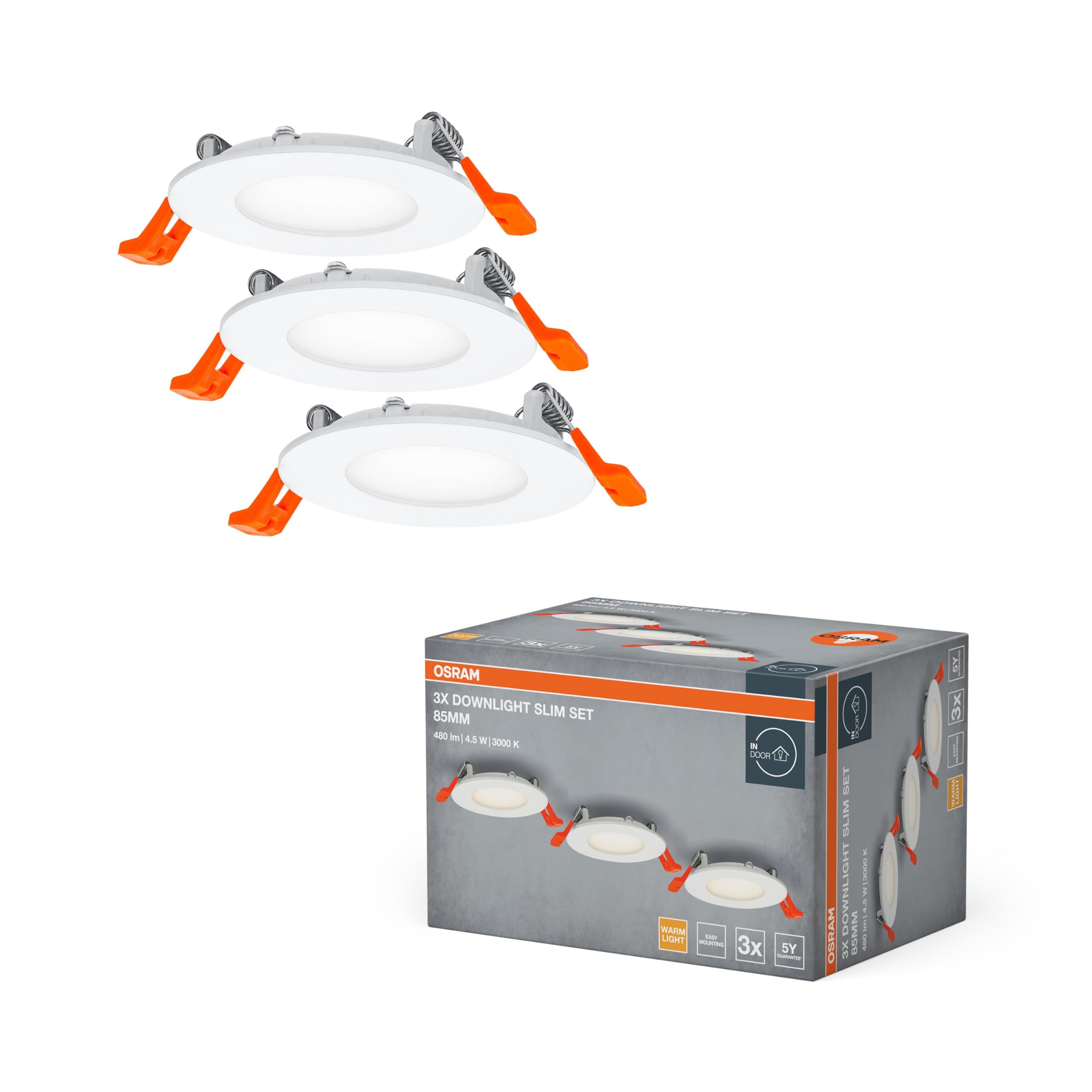 OSRAM Zestaw opraw wpuszczanych ze zintegrowanym sterownikiem, wąski 3x85mm 3000K w kolorze białym wykonany z tworzywa sztucznego, stopień ochrony IP20 do różnych zastosowań wewnętrznych, w tym