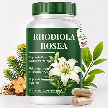 Rhodiola Rosea Supplement Rhodiola Rosea Capsules 90 Count, Golden Root Adaptogen for Daily Stress Support & Energy Balance Premium Rhodiola Extract, Vegan, Non-GMO