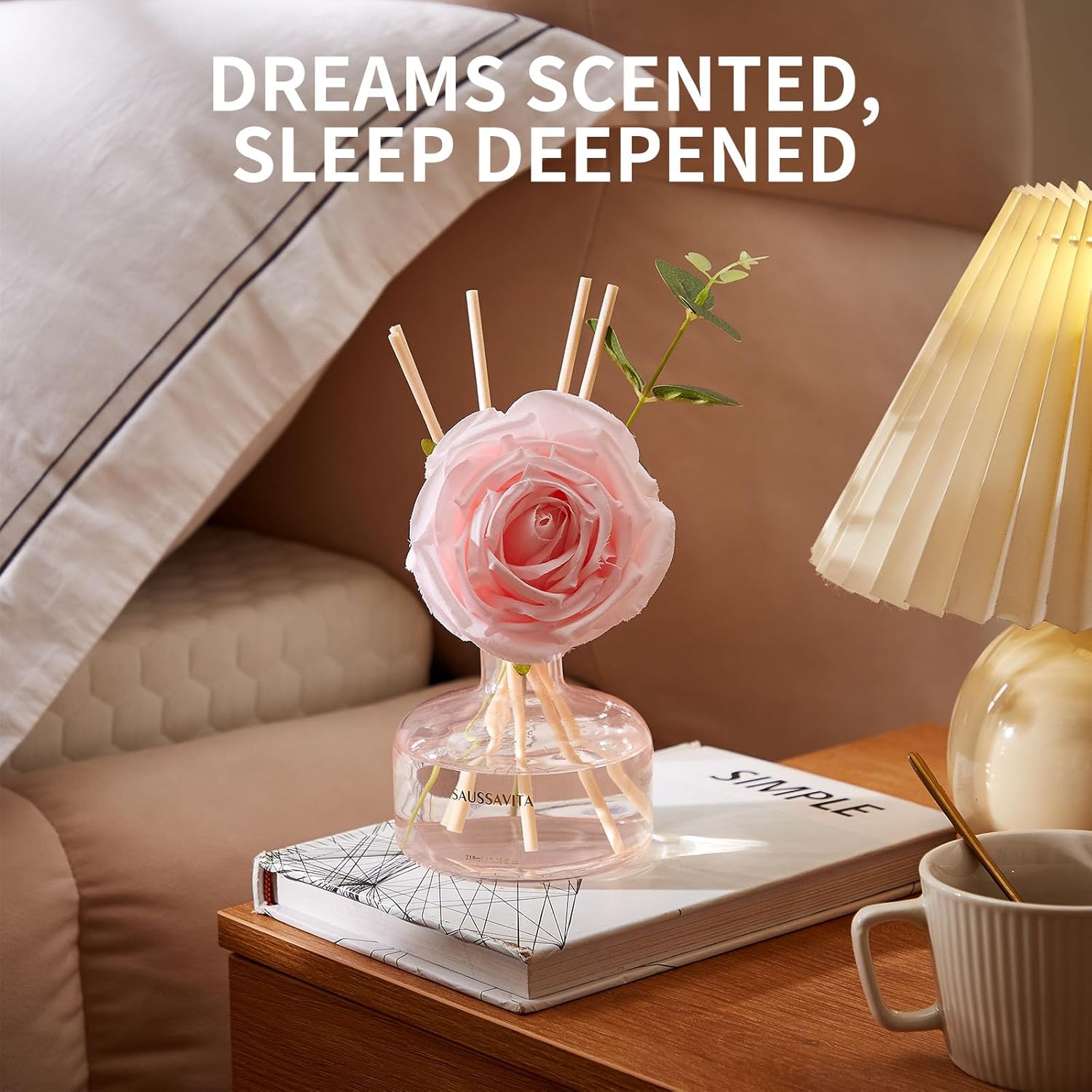 Reed Diffusers Set 7.10 oz with 7 Sticks Pink Rose Scent and Refill