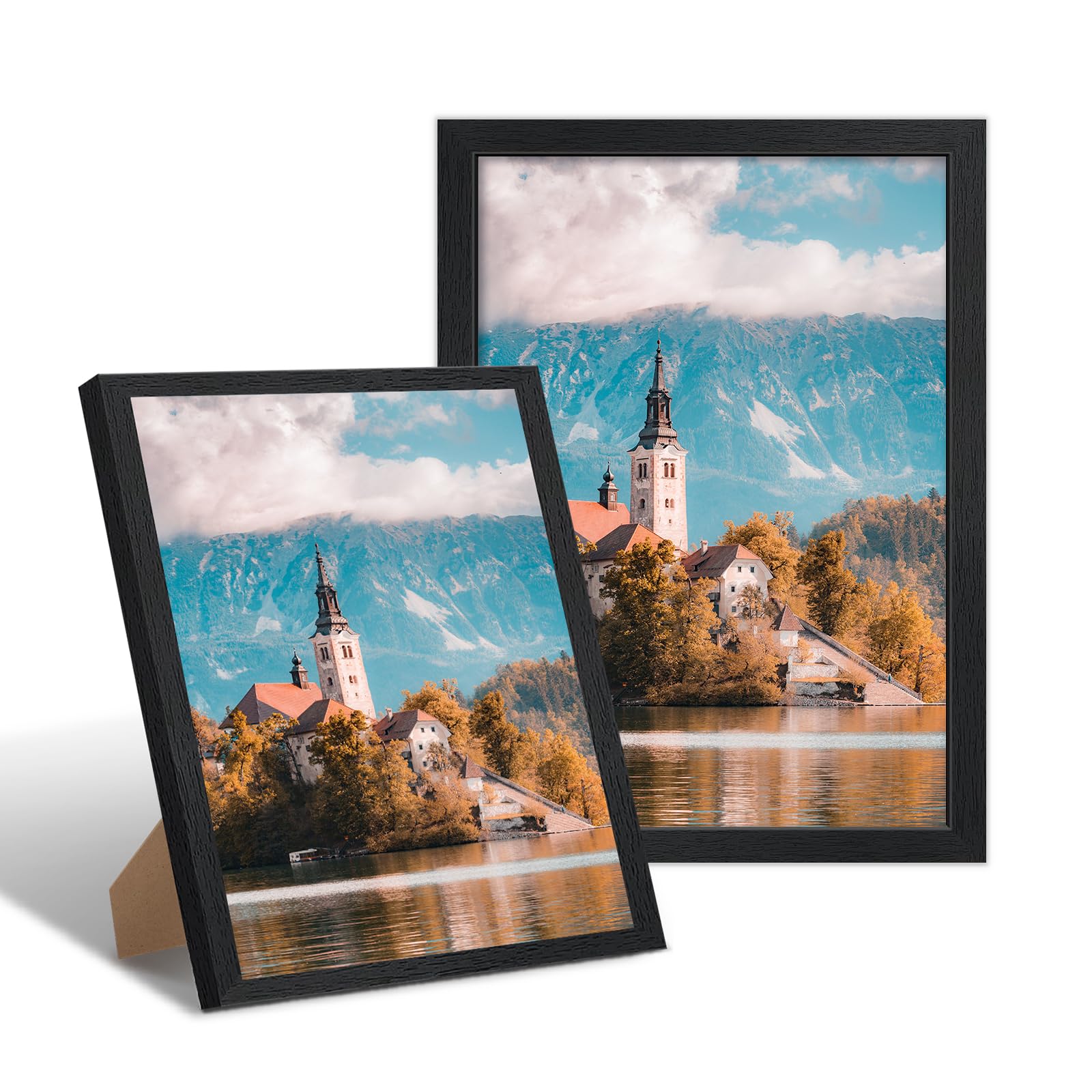 FajerminArt 2 Packs A4 picture frames, Wooden Photo Frame 20.3 x 29 cm, Versatile Black A4 Poster Frame Plexiglass, Wall Mount or Tabletop for Home Office Gallery Portrait Photo Landscape