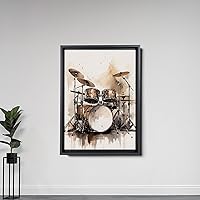 Vista 5 de Drummer Canvas Wall Art, Drum Set Watercolor Art Drummer Home Decor Ready to Hang Drummer, Canvas Wall Art Music Studio Art, Modern Art, Print