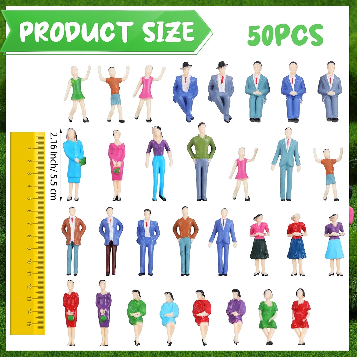 50pcs 1: 30 Scale Mini People Figurines Model Painted Figures