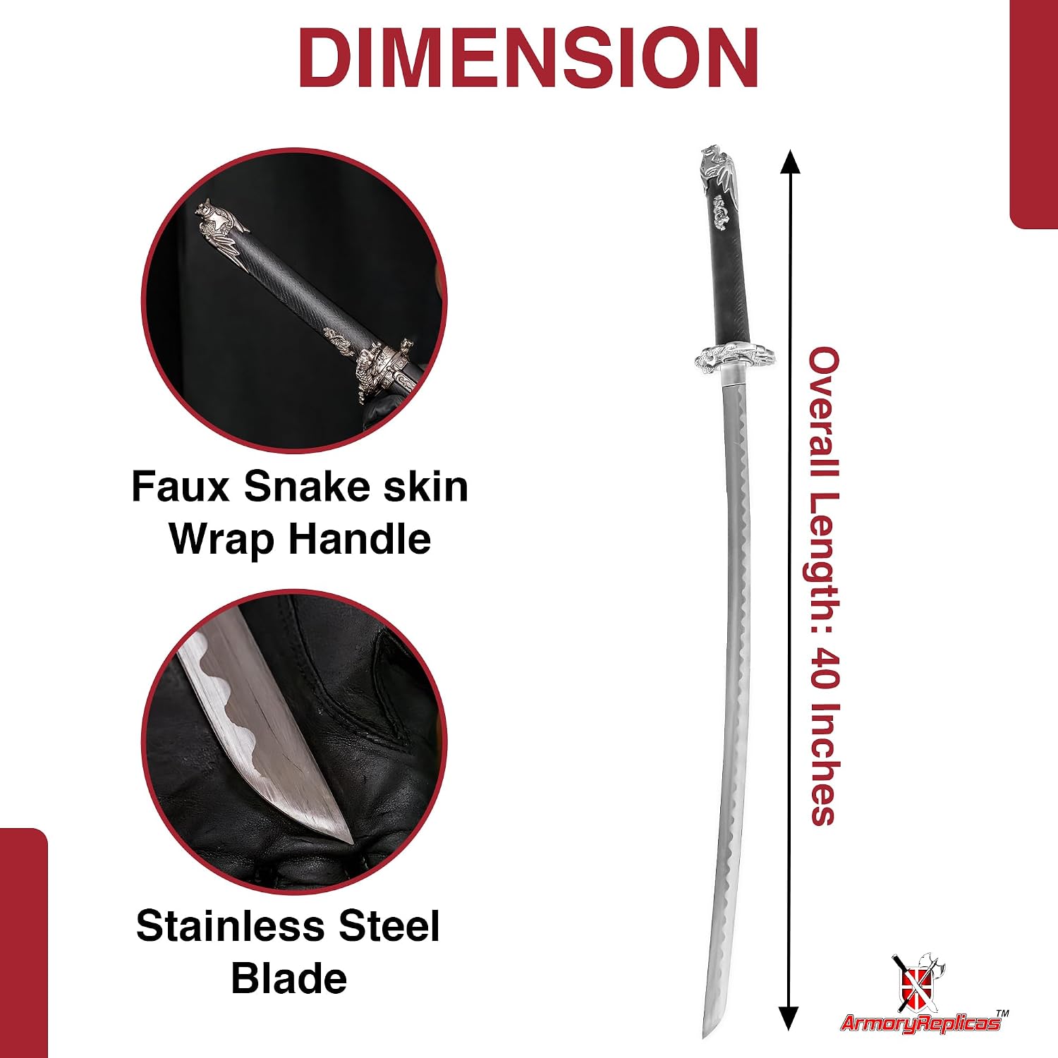 Armory Replicas™ Fantasy Dragon Sword Collection – Stainless Steel Decorative Blades with Dragon & Serpent Motifs, Display Scabbards