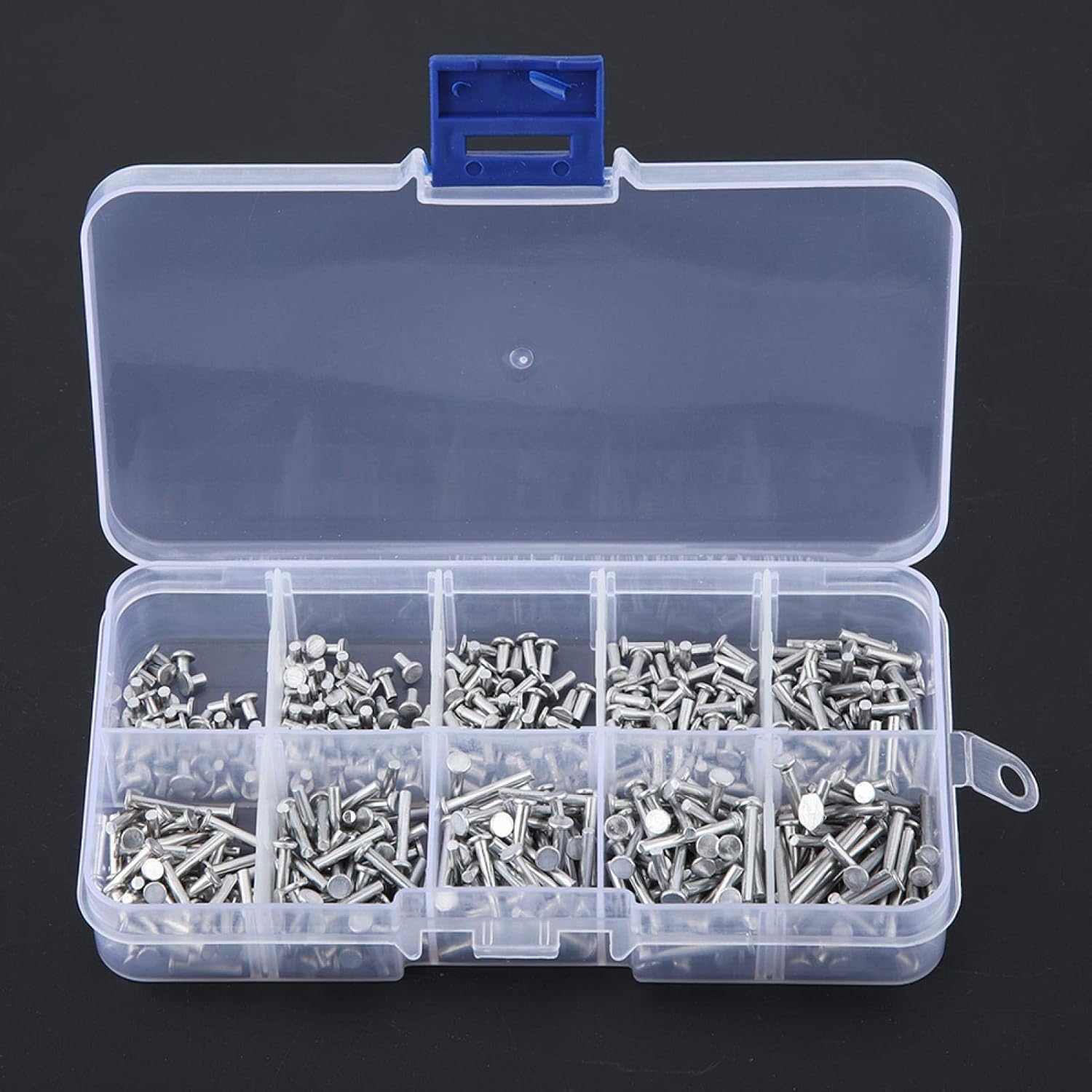Solid Rivet, 500Pcs Aluminum Flat Head Rivets M2 3mm 4mm 5mm 6mm 8mm10mm 12mm 14mm 16mm 18mm Flat Head Solid Rivet, with Plastic Box - Image 4