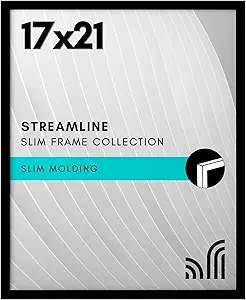 Americanflat 17x21 Picture Frame with Polished Plexiglass - Streamline Collection - Thin Border Picture Frame for Wall Display - Hanging Hardware Included - Black