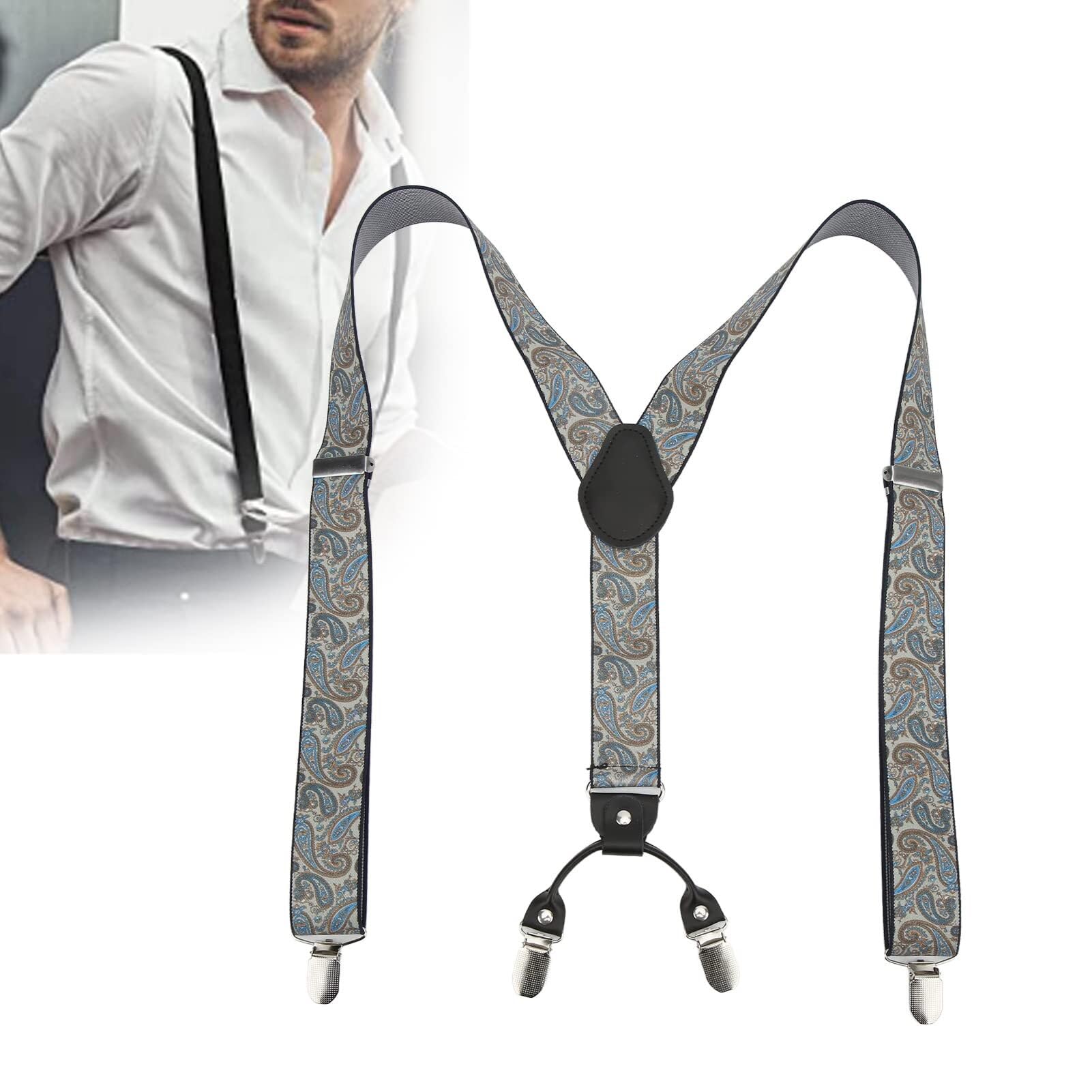 Tirantes ajustables con espalda en Y for hombre: 1,4" de ancho, 45,3" de largo, clips de metal resistentes, elástico duradero for vestir y uso diario tirantes para hombre de trabajo