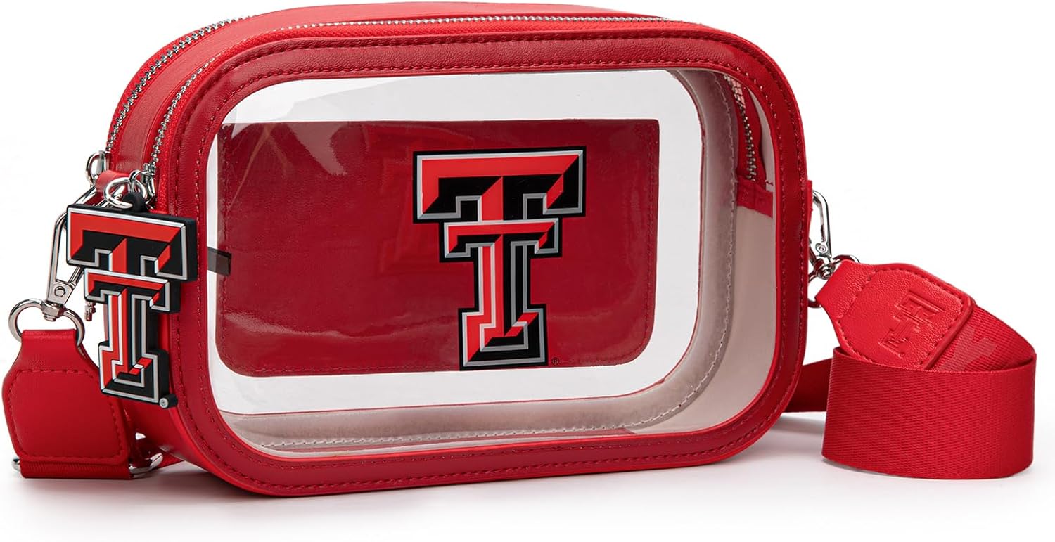 Texas Tech Red Raiders Clear Bag for Stadium Events Handbags for Sports Fans+Zip Small Wallet with Wristlet Strap Bundle