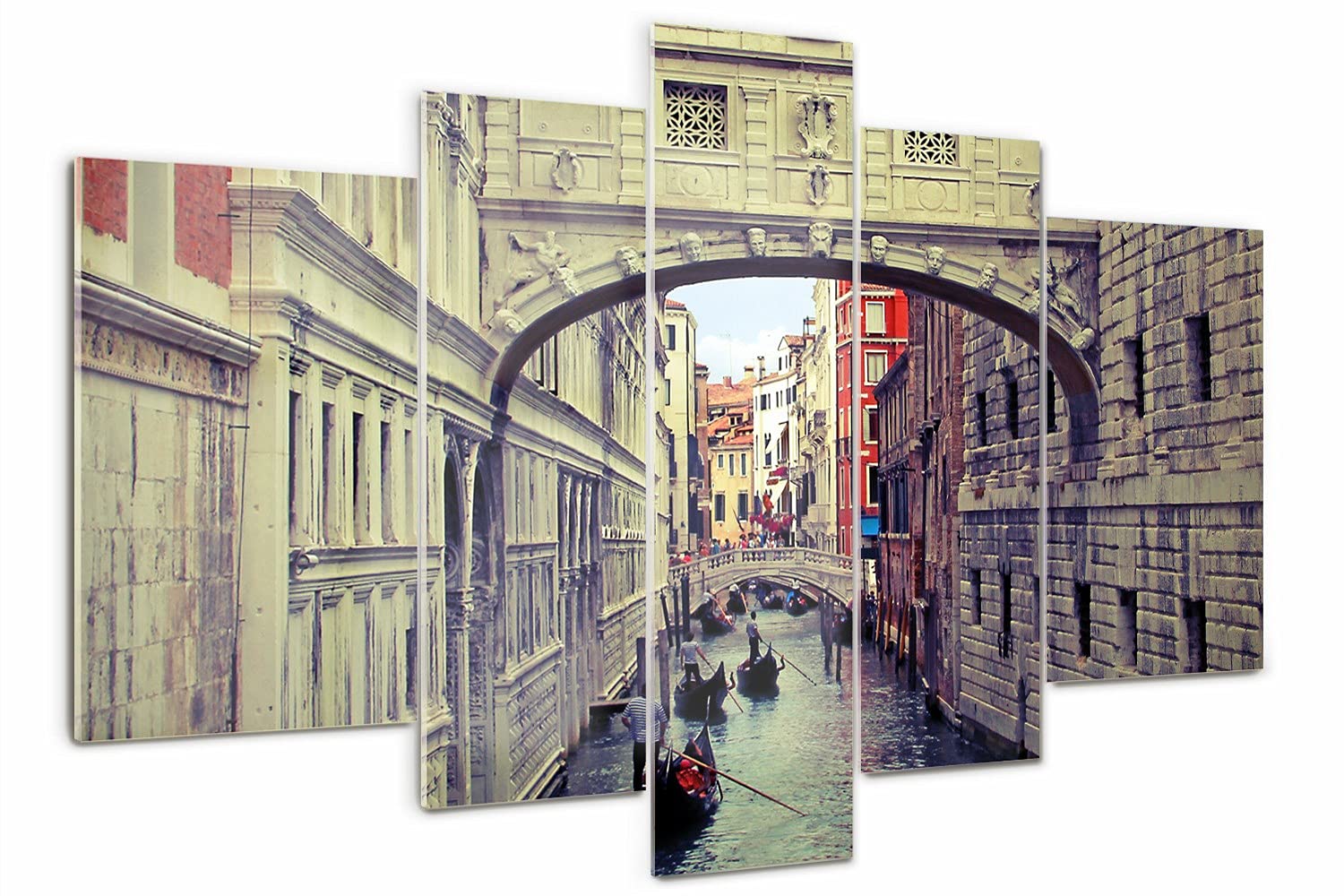 Tableau Verre Trempé Venise Cadre Polyptyque 170x100cm pour Mur Chic