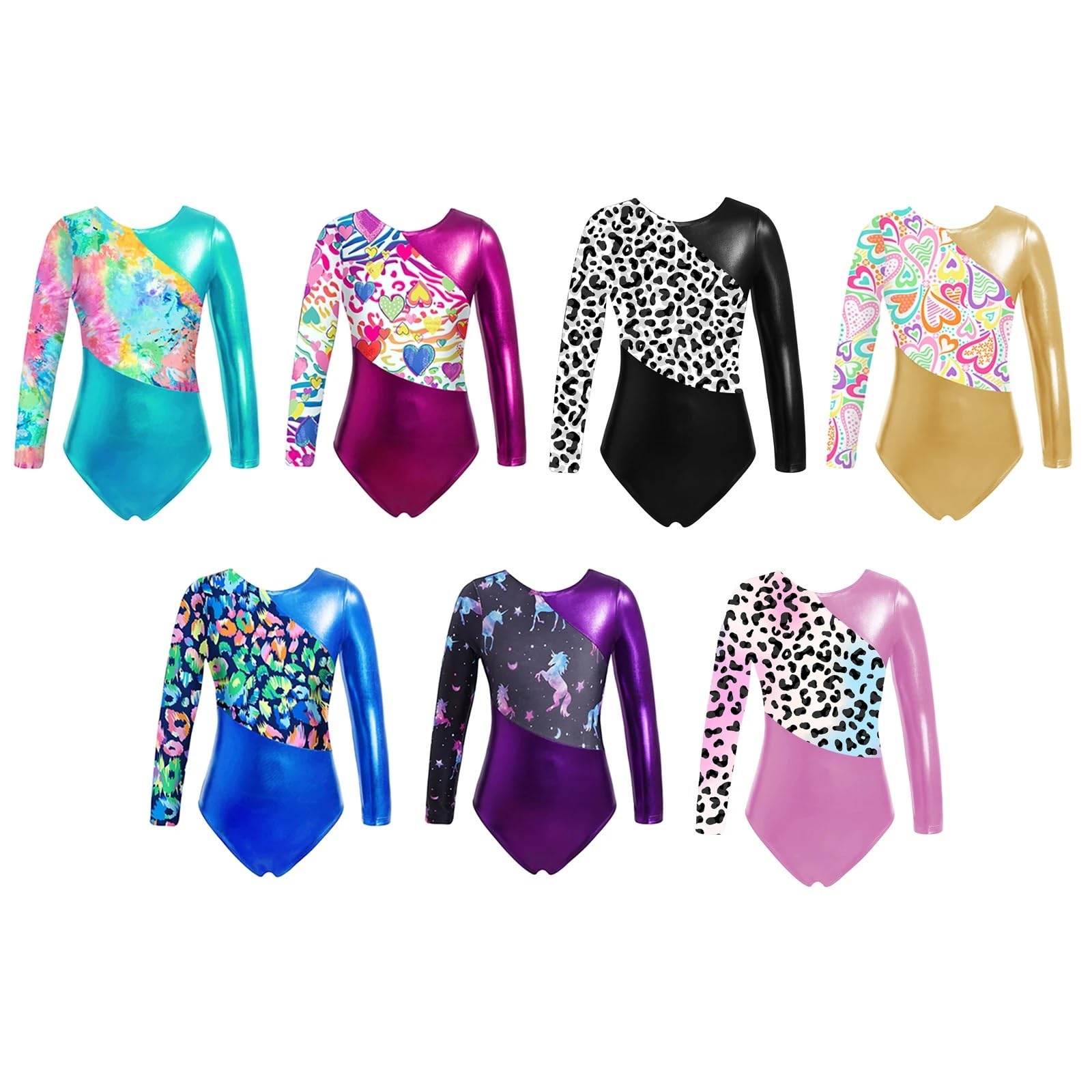 Maillot Gimnasia Ritmica niña Leotardo de Gimnasia for niñas, Leotardo de Ballet y Danza, Mono de Baile, Puesta en Escena, Disfraz de Baile(8)